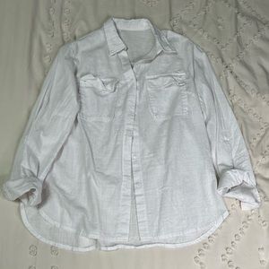 White cotton/linen button down shirt